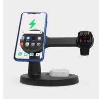 3 viename magnetinis belaidis įkroviklio stovas, skirtas Magsafe iPhone 16 15 14 13 Pro Max, Apple Watch 9 8, AirPods Pro, greito įkrovimo stotelė juoda