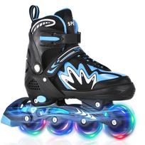 Roller Blades Kids Adjustable Roller Skates with Light-Up Wheels Secure Triple Closure System for M mėlyna