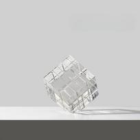 Lengva prabanga, minkštos dekoracijos, trimačiai Rubiko kubo stikliniai papuošimai, svetainė, darbo kambarys, biuro stalo dekoracijos, kūrybingi knygų laikikliai White Frosted - Small