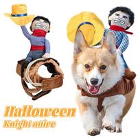 Funny Pet Costumes, Cats And Dogs Transformed Into Funny Holiday Costumes, Waving Hats Cowboy Pet Cosplay Costumes L mėlyna