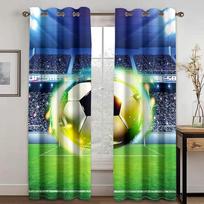 3D Football Lovers Room Decorative Curtains 2 Panel Boys Girls Bedroom Living Room Den Window Decorative Curtains 50W130H(CM)X2PCS&Grommet Top red