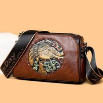 Women Oil Wax Leather Messenger Shoulder Bag Handbag Retro Female Small Capacity Crossbody Bag šviesiai ruda spalva