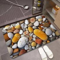 Vonios kambario sugeriantis grindų kilimėlis 3D trimatis diatomito purvo neslystantis kojų kilimėlis tualeto durų grindų kilimėlis 40.1X60.1CM black