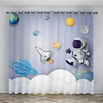Custom Astronaut Children's Curtains Rocket Planet Print Curtains for Boys and Girls Bedroom Windows Grommet Top cortinas Drape Milled cotton fabric&Grommet Top