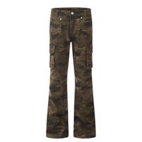 Moteriški American Vintage kamufliažiniai mikro platėjantys darbo kelnės, retro madingo prekės ženklo slim fit kamufliažinės darbo kelnės S kamufliažas