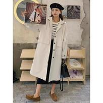 Mid-length Hooded Casual Windbreaker Jacket Women's Autumn New Style Mid-length Coat XL gray