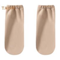 1 Pair Sleeping Socks Solid Color Double-Sided Fleece Women Socks High Elasticity Breathable Warm Sock Liners chaki