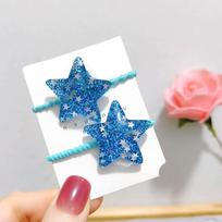 Kids Glitter Pentagram Elastic Hair Bands Children Kawaii Hair Ties Rope Ring New Headwear Girls Hair Accessories mėlyna