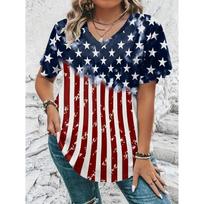 Plus Size 3D Plant Print Chic T-Shirt Vibrant Short Sleeve Top Spring & Summer Comfortable Casual Womens Curvy Fashion Clothing S