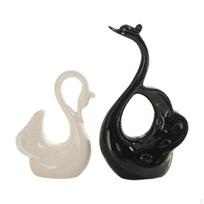 2x Couple Swan Statues Valentine’S Day Gifts Modern Ceramic Decorative Figurines Desktop Ornaments beige