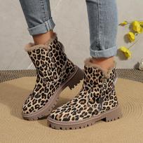 Naujo stiliaus storu padu leopardiniai ankle boots moterims, žieminiai šilti stori pliušiniai sniego batai moteriai, neslystantys platforminiai batai Zapatos Mujer 38 ruda