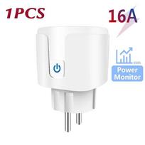 Tuya Wifi išmanusis lizdas EU kištukas 16A energijos monitorius nuotolinis valdymas SmartLife programėlė veikia su Alexa Yandex Alice Google Assistant 16A EU Plug balta