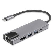 Penki viename USB-C šakotuvas MacBook - Daugiafunkcinė išplėtimo dokas 5in1 100M pilka
