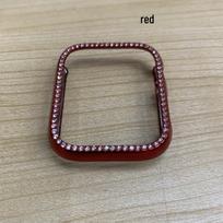 Single Diamond PC Frame Case for Apple Watch S9/S10 – Hollow Protective Design 【red】. Apple 10th generation [46mm] + opp bag raudona