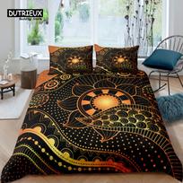 Home Living Luxury 3D Golden Bohemia Bedding Set Duvet Cover Pillowcase Kids Bedding Set Queen and King EU/US/AU/UK Size EU single(135x200cm) brown