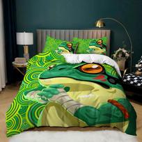 Frog Duvet Cover Funny Frog Tropical Amphibian for Women Kid Teens Tropical Nature Animal Theme Bedroom Decoration Quilt Cover 70x133cm 2pcs