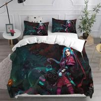 3D spausdinta Jinx Arcane patalynės komplektas pagalvės užvalkalas antklodės užvalkalas su dvigule lova, didele lova, suaugusiems vaikams, patalynė antklodės užvalkalas EU Twin(135x200cm) white