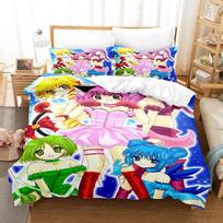 3D Print Anime Kawaii Girls Tokyo Mew Mew Bedding Set Single Twin Full Queen King Size Bed Set Adult Kid Bedroom Duvetcover Sets EU Twin 135x200cm