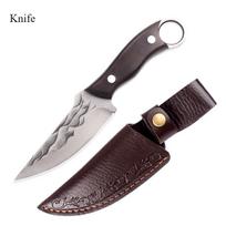 Stainless Steel Boning Knife Kitchen Knife Handmade Forged Meat Cleaver Chef's Knife for Household Wooden Handle Butcher Knife with cover
