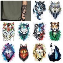3D spalvotas tigro vilko pusės rankos didelis raštas, vandens perkėlimo imitacijos tatuiruotės lipdukas 14.8*21*0.2CM black