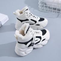 Women Snow Boots 2024 New Winter Short Tube Warm Cotton Shoes Plush Comfort Thick Sole Anti Slip Cold Proof Lace Up Cotton Boots 35 juoda