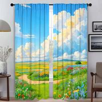 Window Curtain for Room 2 Panel Healing Is a Pastoral Illustration Home Interior Curtains Shades Partition Halloween Decoration W50xH70cmx2pcs-CL