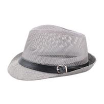 Summer Middle-Aged And Elderly Hollow Mesh Breathable Jazz Hat Old Man Top Hat Outdoor Sunscreen Sun Hat Straw Hat Around 58 pilka spalva