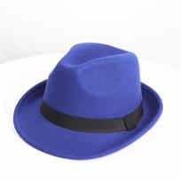 British Classic Jazz Top Hat, New Women'S Woolen Hat, Men'S Felt Thermal Hat, Stage Performance Hat M（56-58cm） karališkos mėlynos spalvos