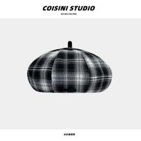 Retro Classic Plaid Beret Female Casual Painter Hat British Out Of The Street Versatile Face Small Pumpkin Hat One Size