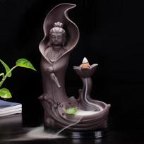 Purple Sand Incense Burners, Backflow Incense Burners, Ceramic Decoration, Buddha Home Interior Aromatherapy, Buddha Decoration,