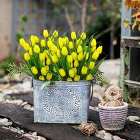 6PCS Silk Tulip Bouquet Artificial Tulips Total 30 Heads Faux Real Touch Flower Arrangement for Home Office Party Wedding Excellent Gift Mothers Day geltona