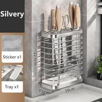 Stainless Steel Knife Holder Multifunctional Wall Mounted Kitchen Chef Knives Drain Storage Rack Home Countertop Organizer Tool
