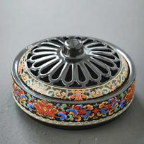 Ceramic aroma diffuser retro incense burner, home decoration creative enamel color large mosquito repellent incense burner black