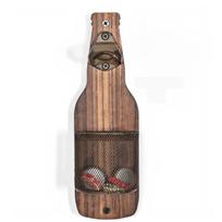 Kaimiškas medinis alaus butelių atidarytuvas - montuojamas ant sienos, daugiafunkcinis baro įrankis namų ir restorano dekoravimui Beer Bottle Opener gray