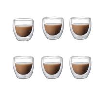 5 Dydžiai 6 Vnt. Skaidrūs Dvisieniai Stikliniai Kavos Puodeliai Izoliuoto Sluoksnio Puodelių Rinkinys Barui Arbatai Pienui Sultims Vandeniui Espresso Stiklas 80ml white
