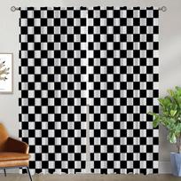 Window Curtain for Room 2 Panel Checkerboard Tulle for Bedroom Home Interior Curtains 2 Pieces Halloween Decoration Shades Child W50xH70cmx2pcs-CL