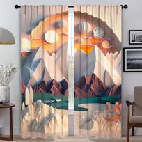 Partition Landscape Art Window Curtain for Room 2 Panel Blackout Curtains Tulle for Bedroom Home Interior Curtains Living Camera W50xH70cmx2pcs-CL