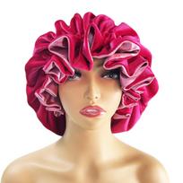 Winter Velvet Bonnet's Double Layer Thickening Velvet+Satin Sleep Cap Warm Nightcap Big Bonnet Sleeping Cap