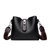 Women's wax oil leather bucket  large capacity shoulder bag  fashionable lock  high-quality crossbody bag