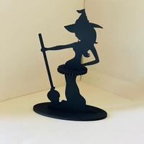 Wooden Witch Napkin Holder Black Witch Silhouette Decor for Kitchen Restaurant Halloween Decoration Ornaments Safe Non-toxic juoda