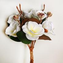 1 vnt. tikroviškai atrodančių gėlių magnolijų žiedai dirbtinė magnolija dekoracijoms šilkinės gėlės gėlių kompozicijoms balta