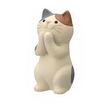Cat Ornament Multifunctional Phone Tablet Glasses Pen Holder Desk Decoration for Home Ocelot beige