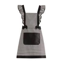 Canvas Apron, Thousand Bird Plaid Cover, Kitchen, Cooking, Waist, Restaurant, Work Clothes, Women One Size juoda
