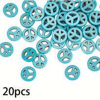 20/50/100pcs Peace Logo Beads Bulk Flat Round Stone Beads Spaced Jewelry Loose Beads DIY Earrings Bracelets Necklace 20pcs
