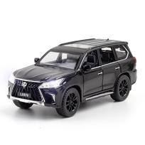 1/32 mastelio LEXUS LX570 SUV lydinio visureigis lieto metalo modelis, puiki modelių kolekcija, kompiuterio staliniai papuošalai, dovana vaikams gimtadienio proga juoda