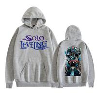 Anime Solo Leveling Sung Jin Woo Graphic Printed Hooded Men Women Manga Hoodies Loose Casual Sweatshirt Harajuku Pullover XS pilka