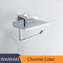 Paper Holders Chrome Finish Wall Mounted Bathroom Accessories Toilet Paper Holders Black Bathroom WC Basket Tissue Holder 7525