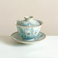 100ml Chinese Hand-painted Flowers Rabbit Ceramic Gaiwan Handmade Porcelain Teacup Household Portable Tea Bowl Travel Teaware 11.2x8.2cm  100ml gray