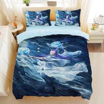 Nezha 2 movie three-piece set cartoon quilt cover pillowcase Shen Gongbao Aobing quilt cover sanded pillowcase bedding DE 135x200cm