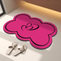 Household Bathroom Love Floor Mat Household Bathroom Dopamine Style Bathroom Water Absorption Anti Slip Quick Drying Toilet Foot Mat 30 * 40Cm pink